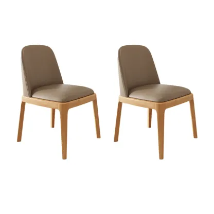 Modern Rubber Wood Upholstered Dining Chair Set of 2 Image - 2