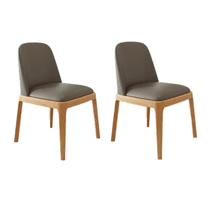 Modern Rubber Wood Upholstered Dining Chair Set of 2 Image - 3