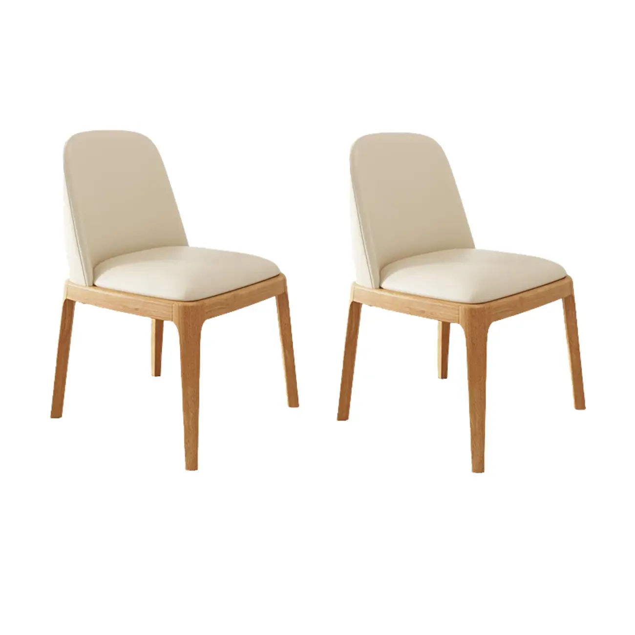 Modern Rubber Wood Upholstered Dining Chair Set of 2 Image - 4