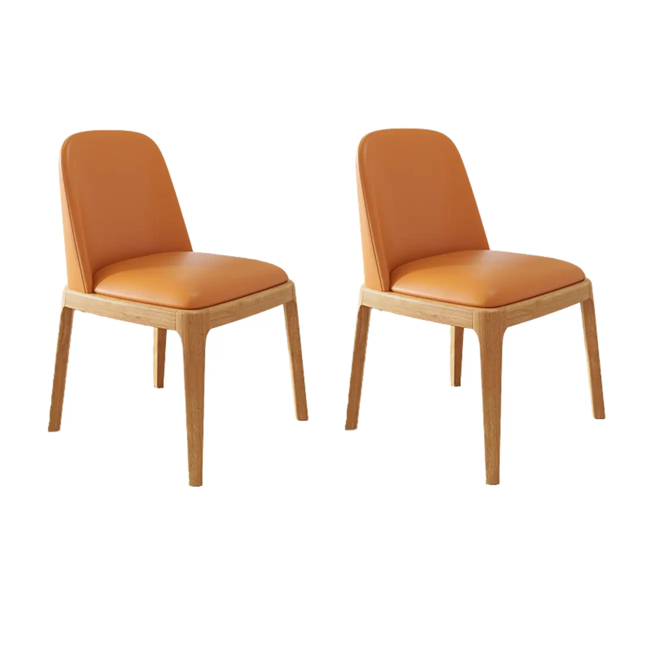 Modern Rubber Wood Upholstered Dining Chair Set of 2 Image - 6 | homeyfad