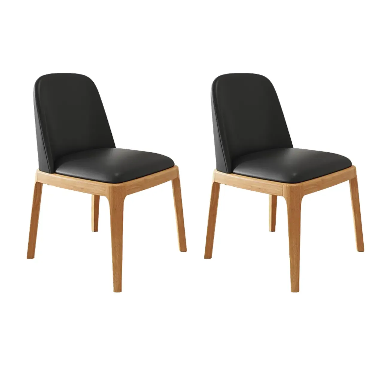 Modern Rubber Wood Upholstered Dining Chair Set of 2 Image - 7