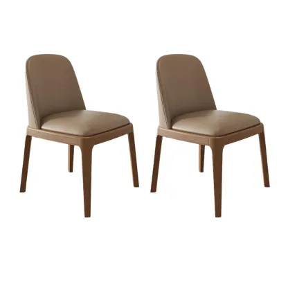 Modern Rubber Wood Upholstered Dining Chair Set of 2 Image - 9