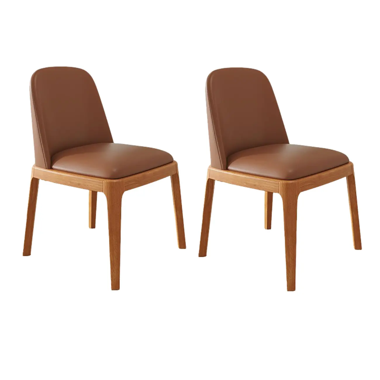 Modern Rubber Wood Upholstered Dining Chair Set of 2 Image - 11 | homeyfad