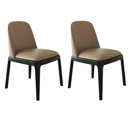 Modern Rubber Wood Upholstered Dining Chair Set of 2 Image - 15