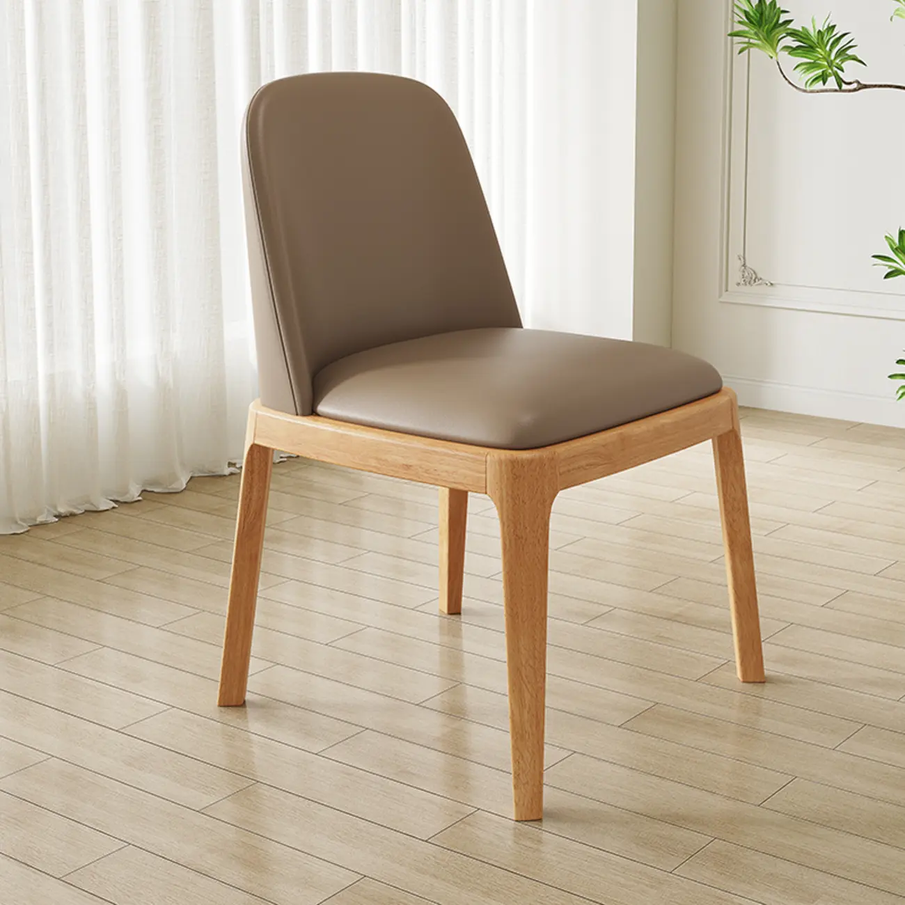 Modern Rubber Wood Upholstered Dining Chair Set of 2 Image - 17 | homeyfad