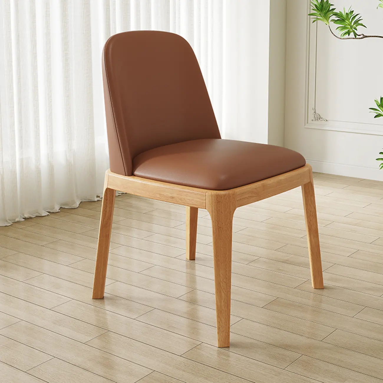 Modern Rubber Wood Upholstered Dining Chair Set of 2 Image - 20 | homeyfad