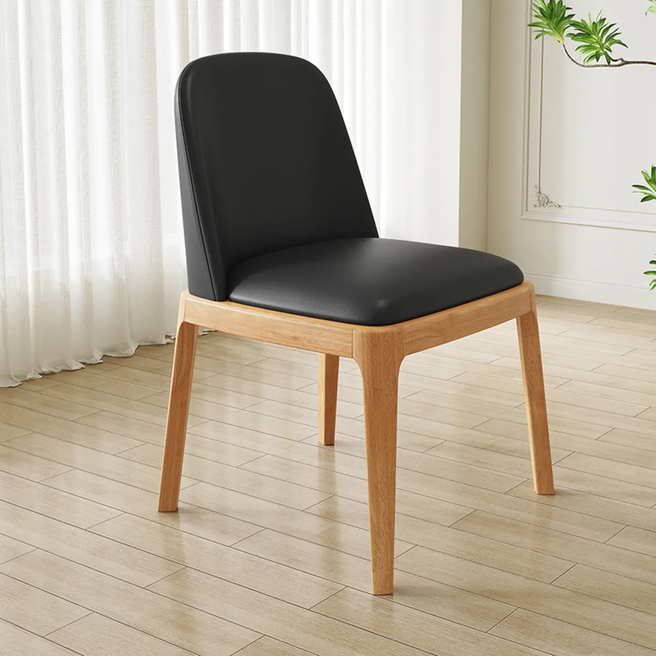 Modern Rubber Wood Upholstered Dining Chair Set of 2 Image - 22 | homeyfad
