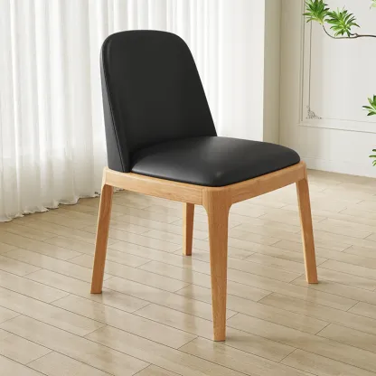 Modern Rubber Wood Upholstered Dining Chair Set of 2 Image - 22