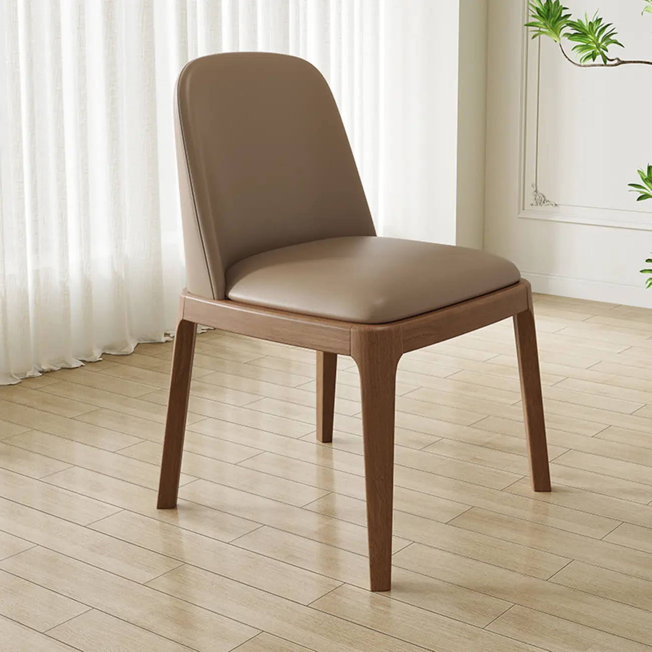 Modern Rubber Wood Upholstered Dining Chair Set of 2 Image - 23 | homeyfad