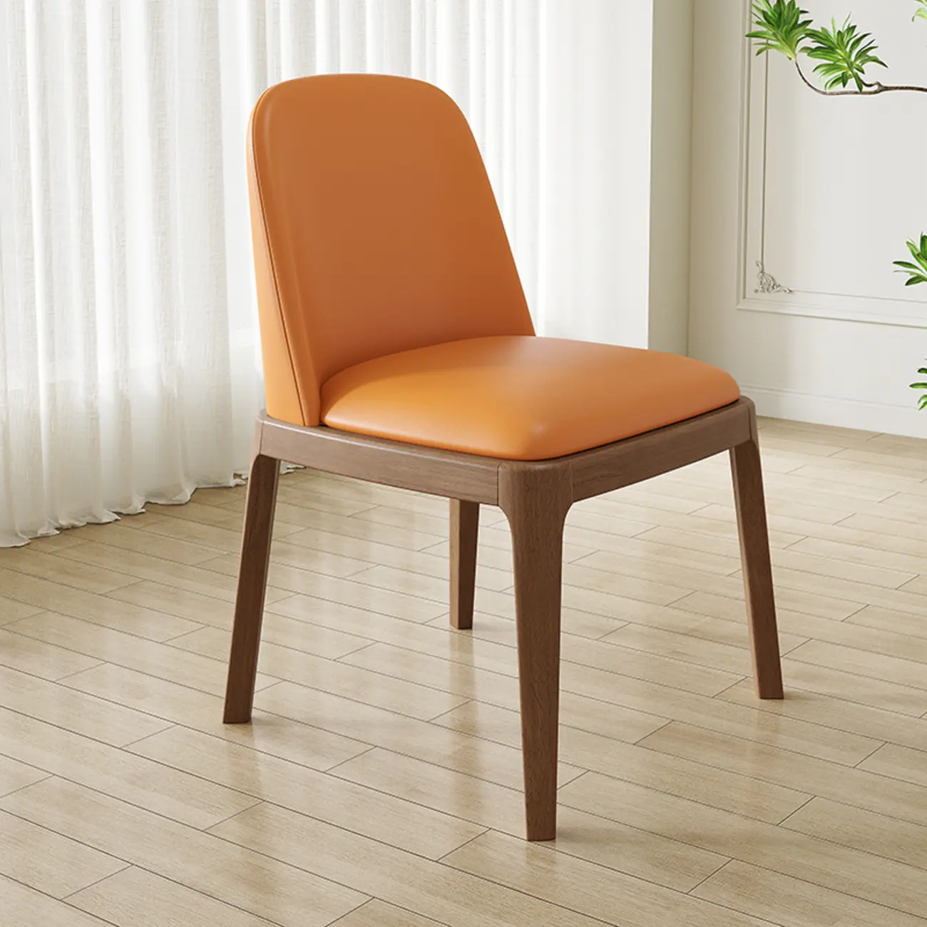 Modern Rubber Wood Upholstered Dining Chair Set of 2 Image - 24 | homeyfad