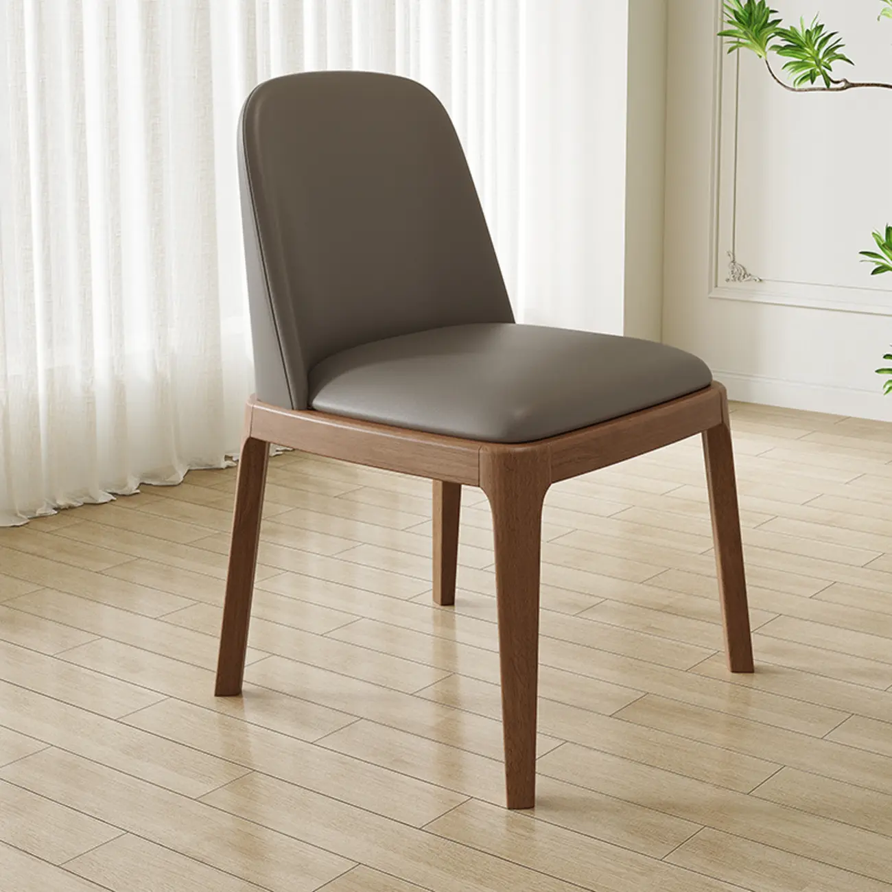 Modern Rubber Wood Upholstered Dining Chair Set of 2 Image - 25 | homeyfad