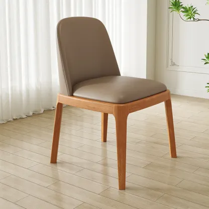 Modern Rubber Wood Upholstered Dining Chair Set of 2 Image - 27