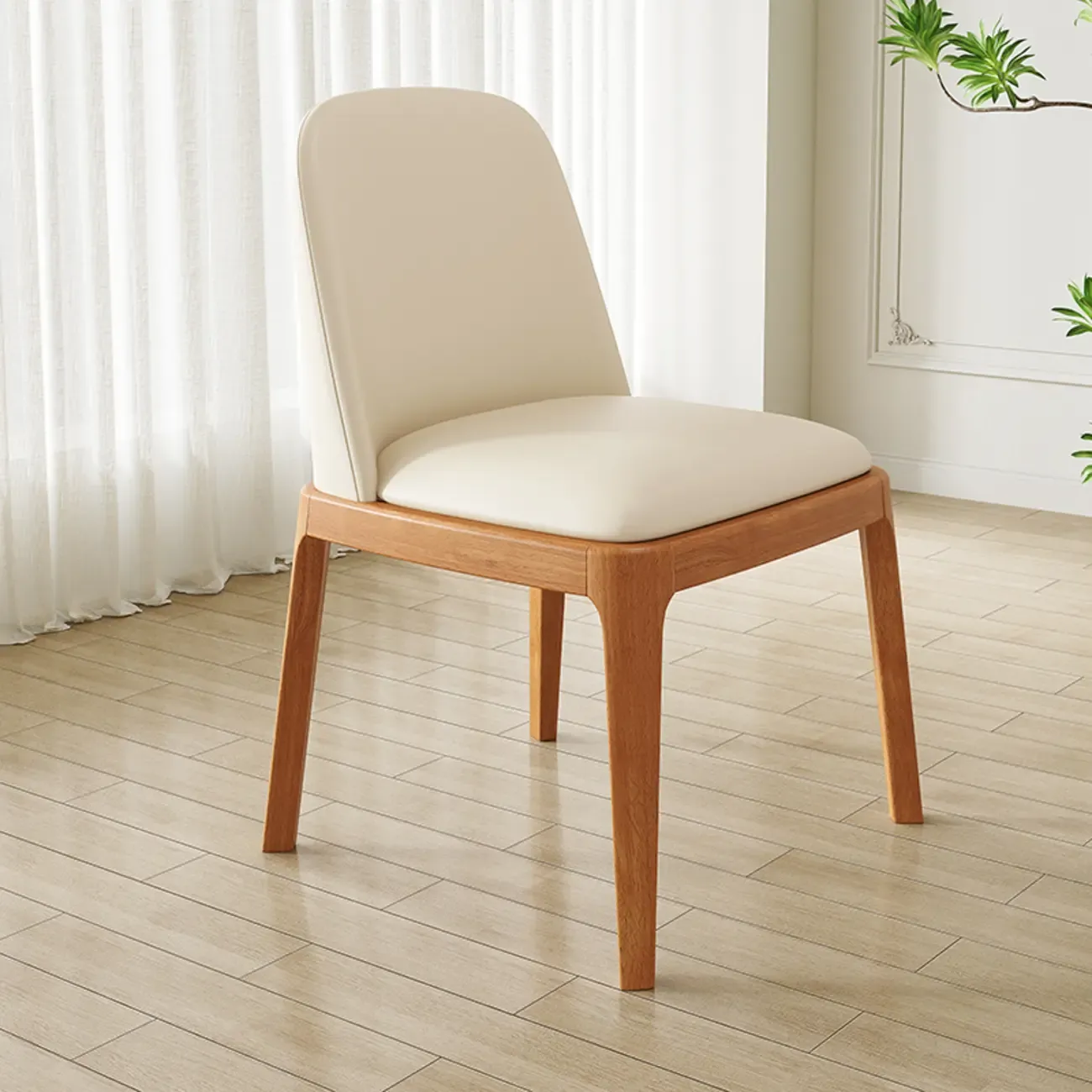 Modern Rubber Wood Upholstered Dining Chair Set of 2 Image - 28