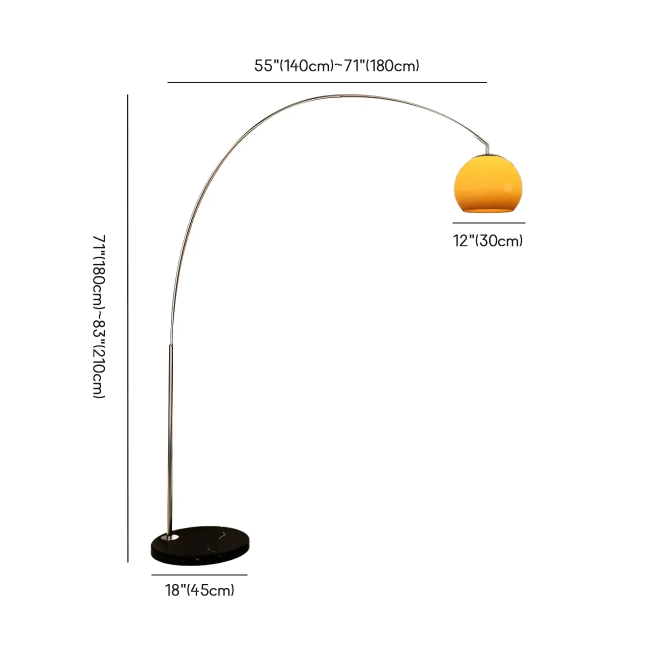 Nordic Glass Dome Arched Steel Floor Lamp Image - 16