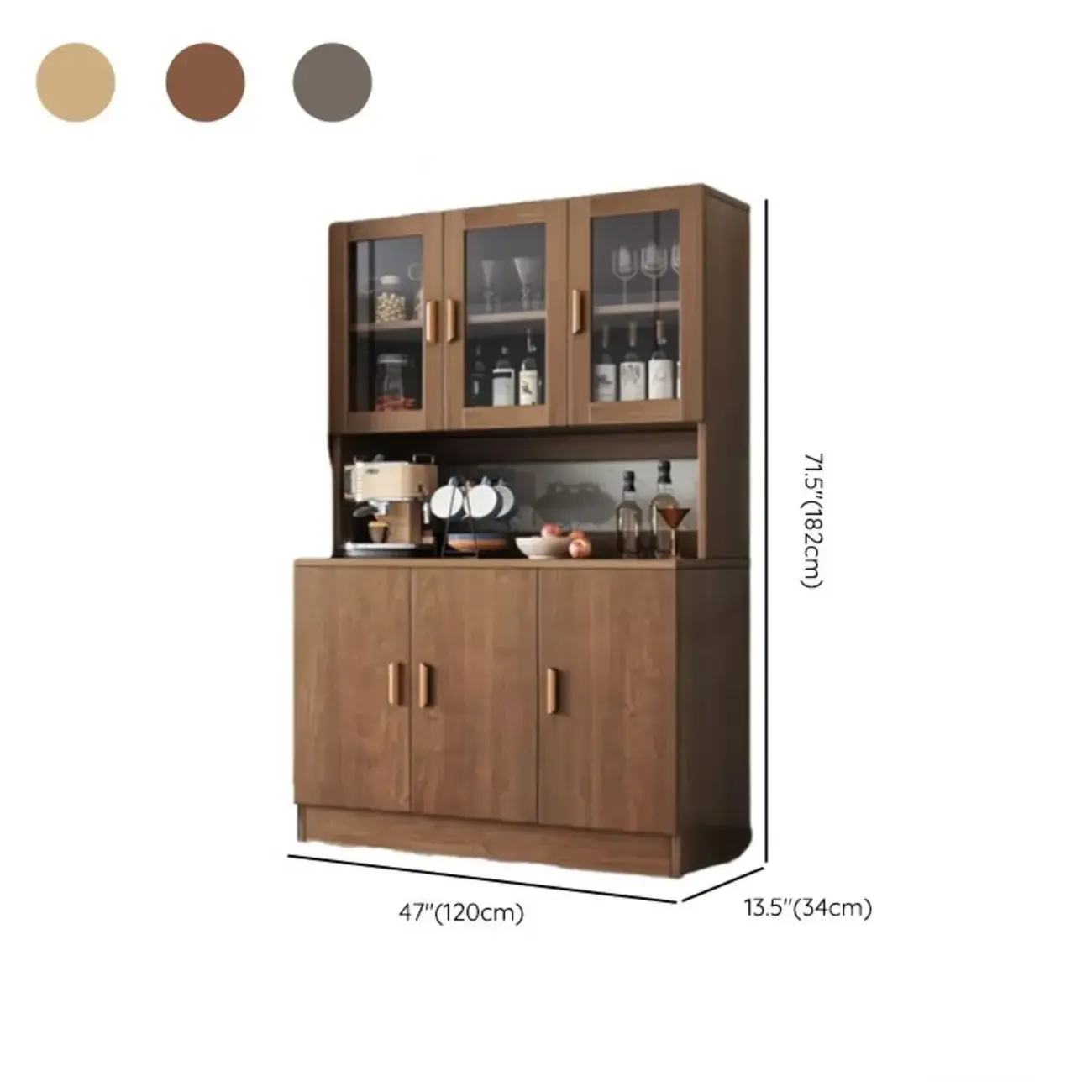 Large Wooden Glass Display Storage Adjustable Buffet Cabinet Image - 29 | homeyfad