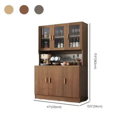 Large Wooden Glass Display Storage Adjustable Buffet Cabinet Image - 29