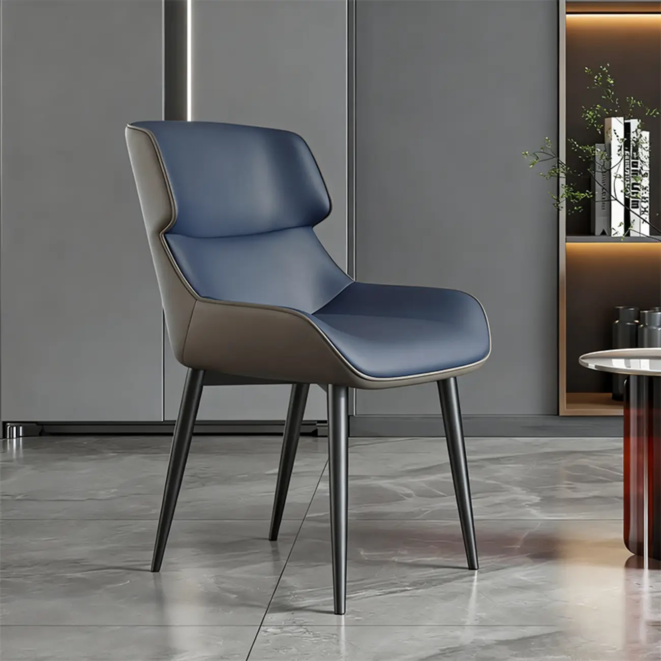 Modern Faux Leather Wingback Dining Chair Image - 2 | homeyfad
