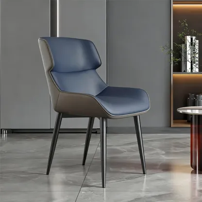 Modern Faux Leather Wingback Dining Chair Image - 2