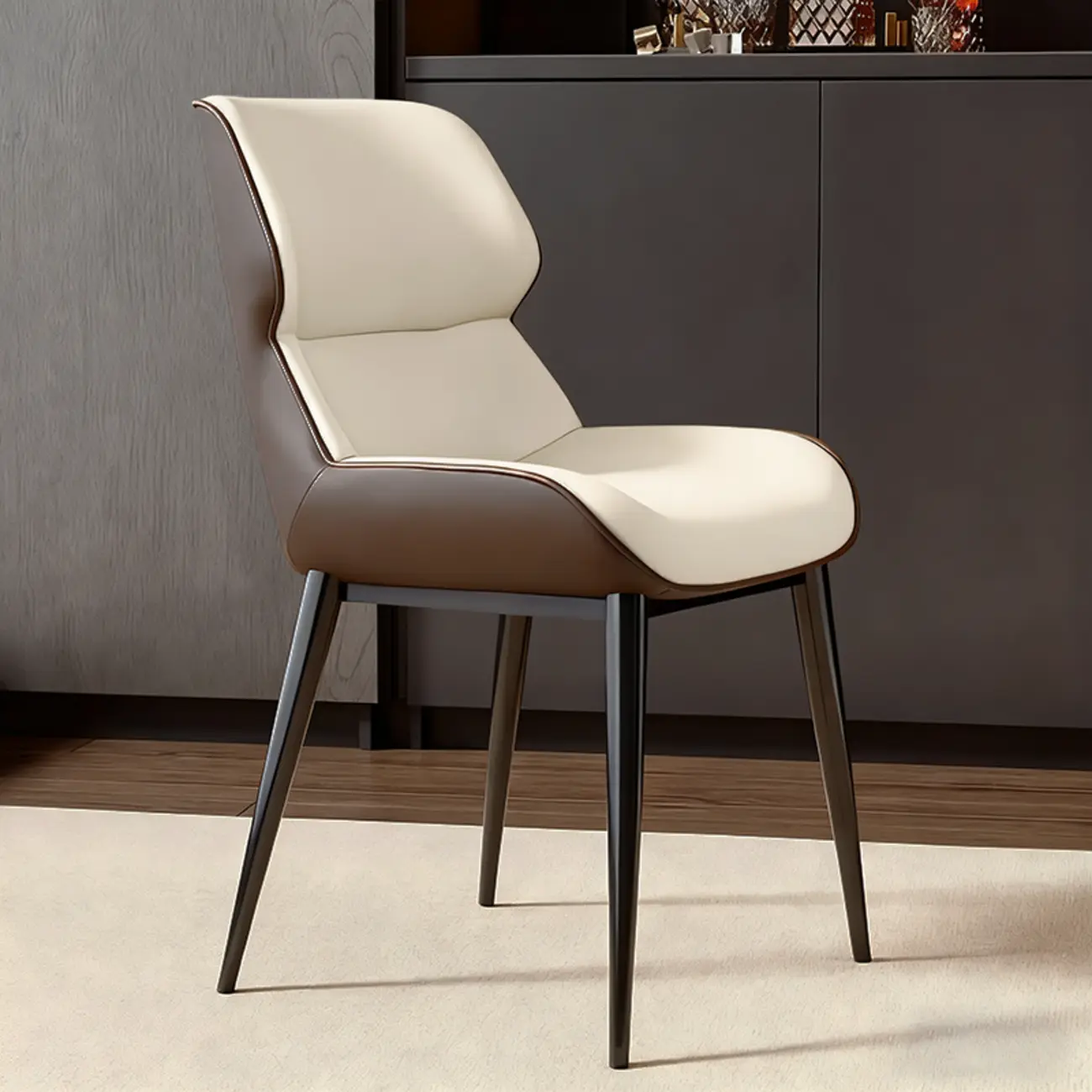 Modern Faux Leather Wingback Dining Chair Image - 4 | homeyfad