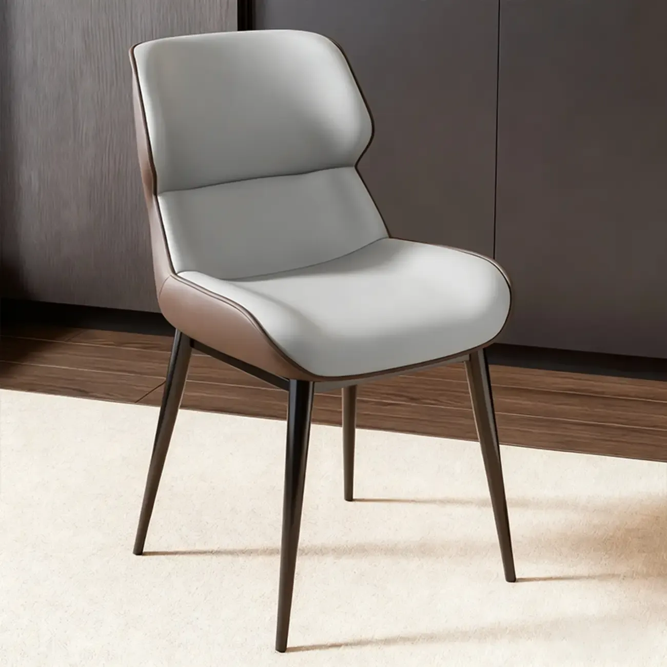 Modern Faux Leather Wingback Dining Chair Image - 6