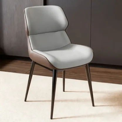 Modern Faux Leather Wingback Dining Chair Image - 6
