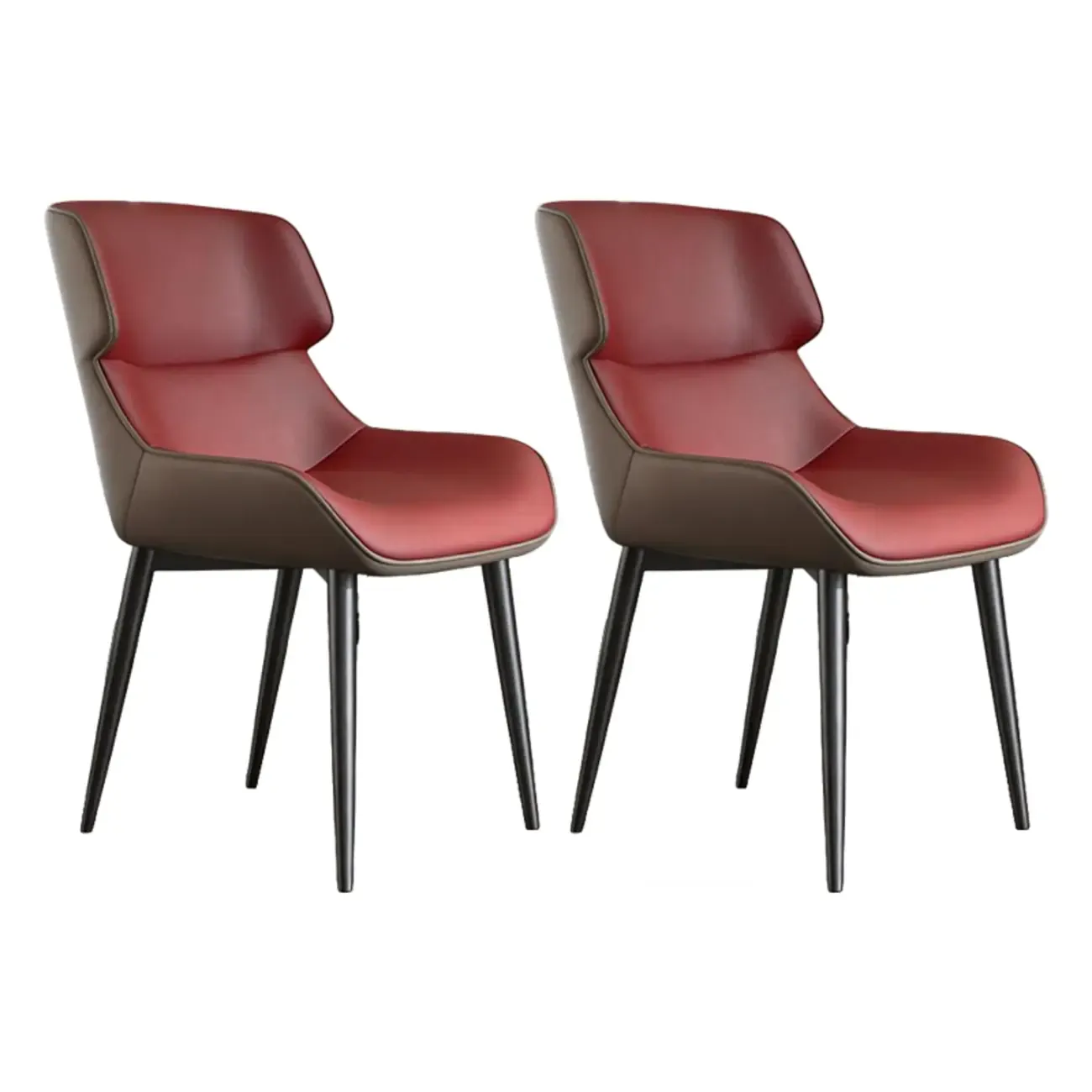 Modern Faux Leather Wingback Dining Chair Image - 8