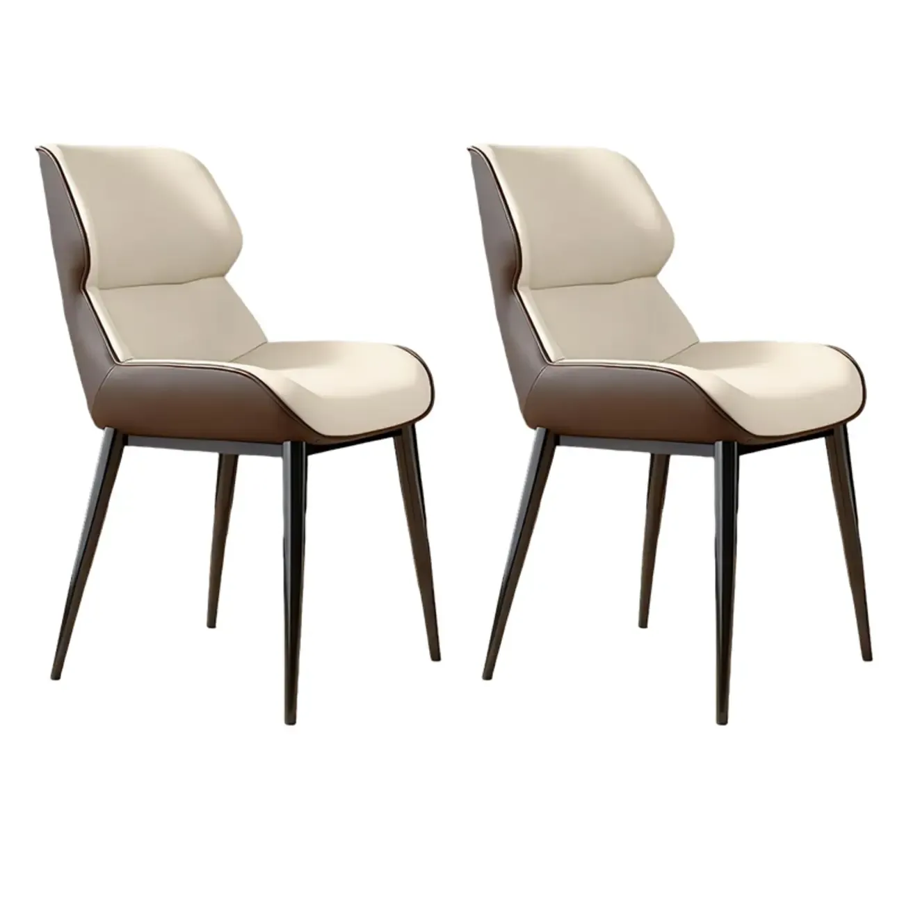 Modern Faux Leather Wingback Dining Chair Image - 9