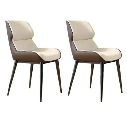 Modern Faux Leather Wingback Dining Chair Image - 9