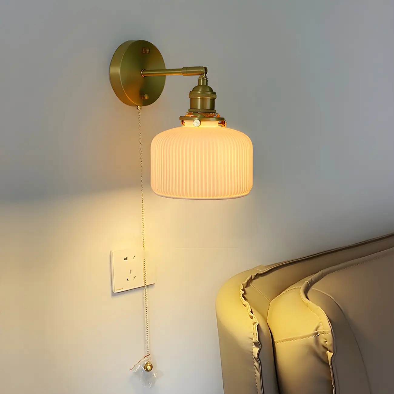 Modern Brass Down Swing Arm Wall Light for Bedroom Decor | homeyfad