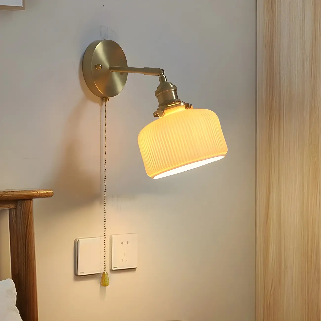 Modern Brass Down Swing Arm Wall Light for Bedroom Decor | homeyfad