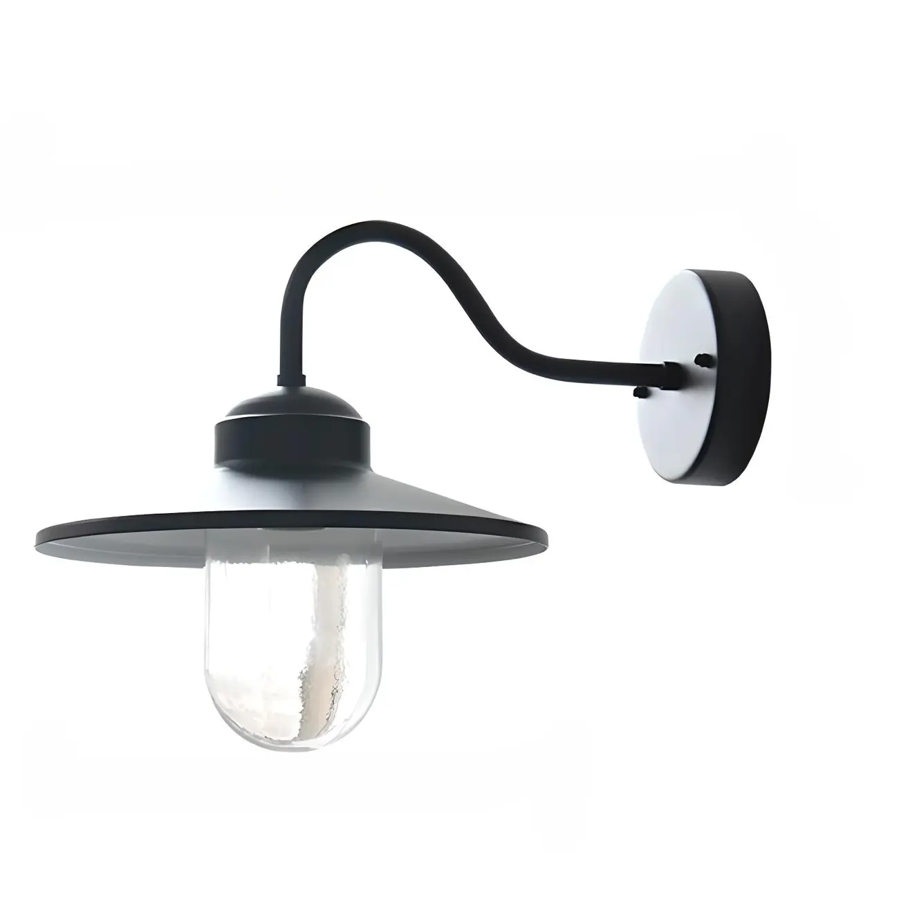 Industrial Gooseneck Down Shade Glass Outdoor Wall Light | homeyfad