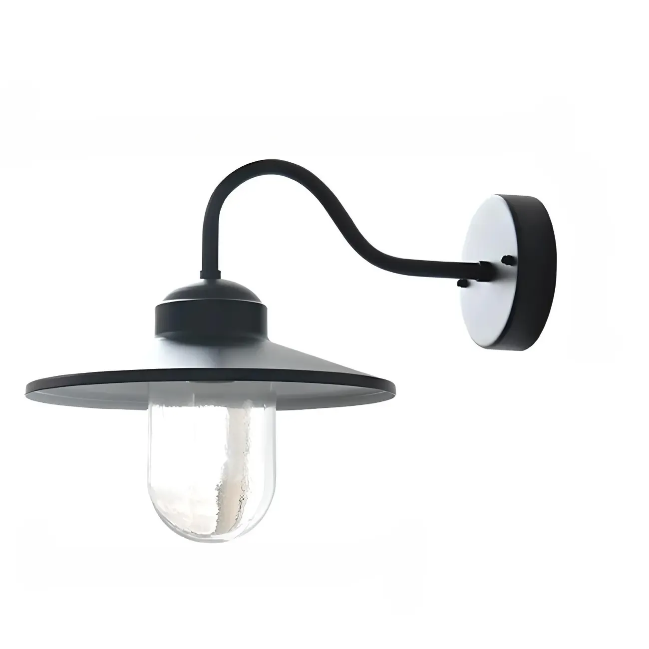 Industrial Gooseneck Down Shade Glass Outdoor Wall Light - HomeyFad
