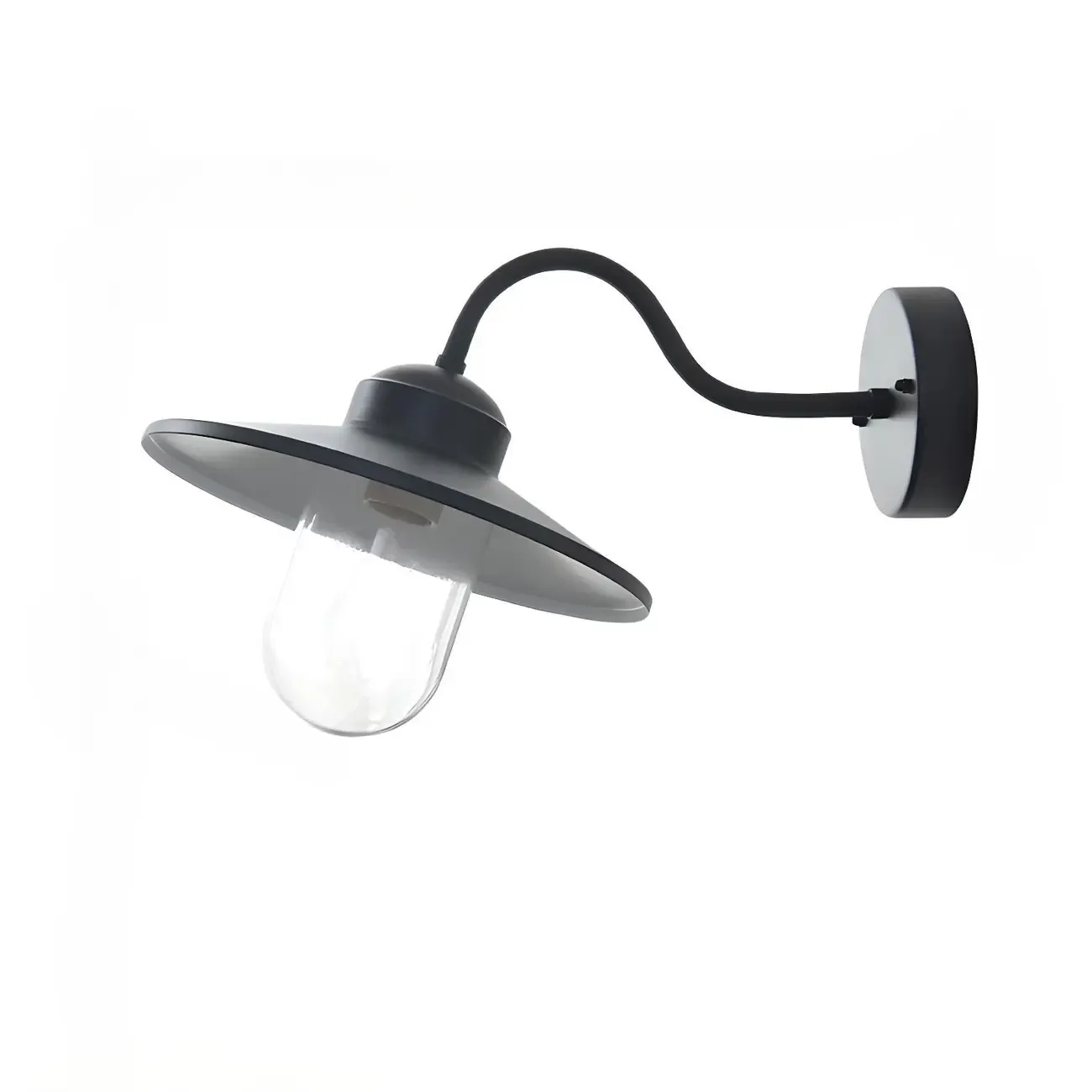 Industrial Gooseneck Down Shade Glass Outdoor Wall Light