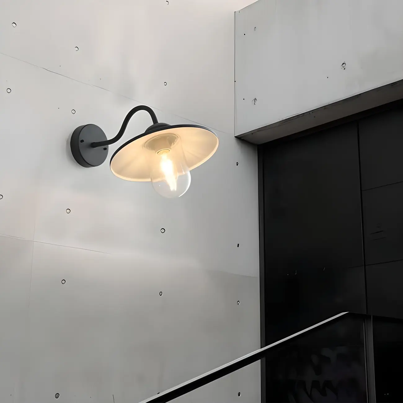 Industrial Gooseneck Down Shade Glass Outdoor Wall Light | homeyfad