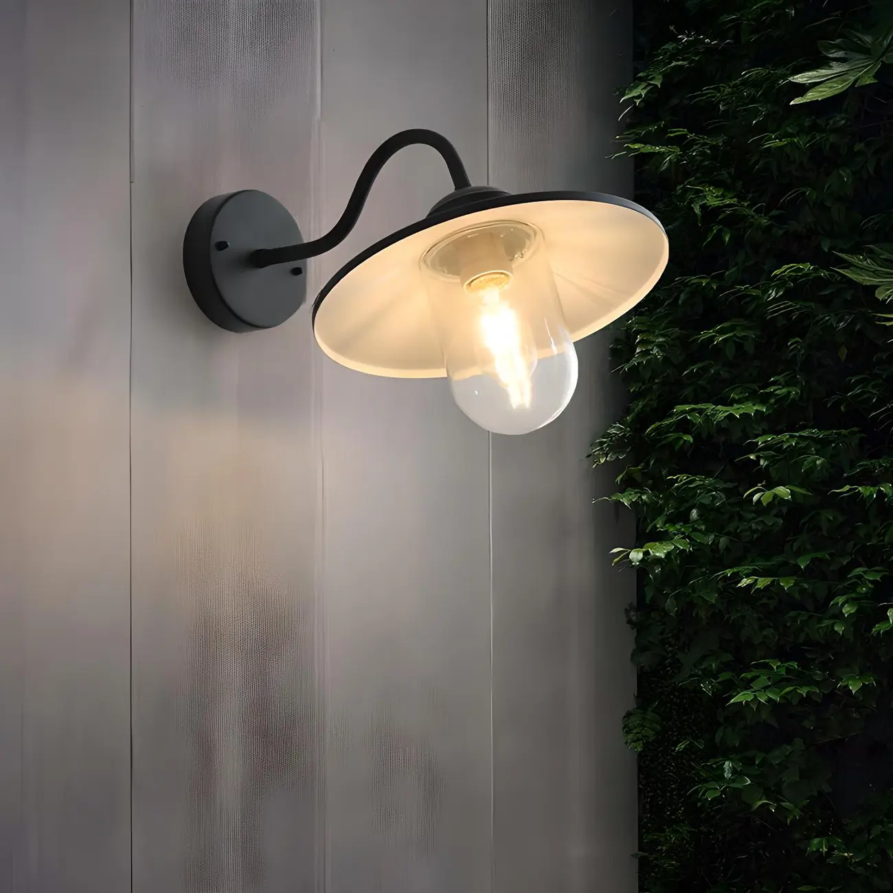 Industrial Gooseneck Down Shade Glass Outdoor Wall Light | homeyfad