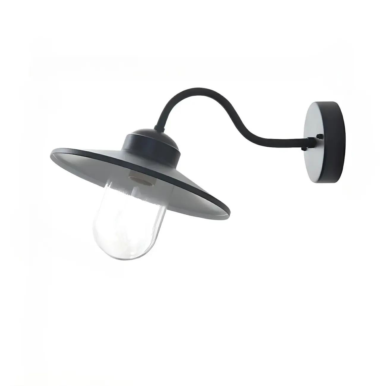 Industrial Gooseneck Down Shade Glass Outdoor Wall Light