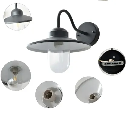 Industrial Gooseneck Down Shade Glass Outdoor Wall Light