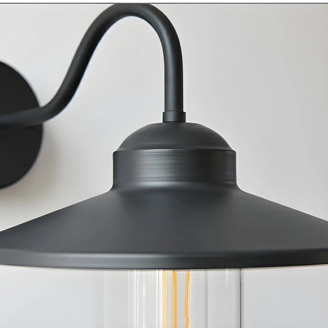 Industrial Gooseneck Down Shade Glass Outdoor Wall Light | homeyfad