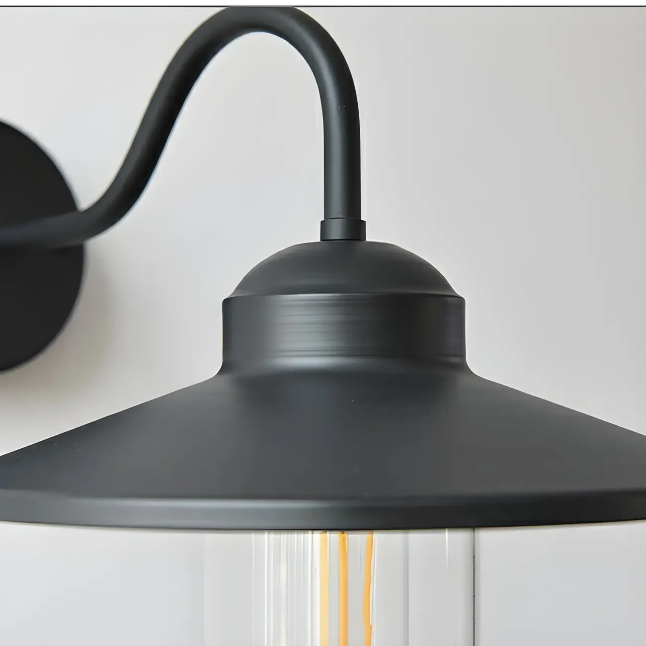 Industrial Gooseneck Down Shade Glass Outdoor Wall Light