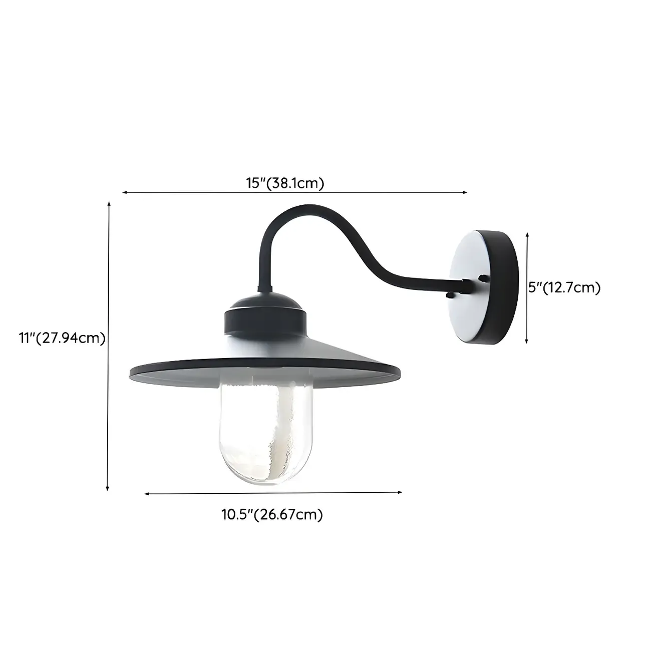 Industrial Gooseneck Down Shade Glass Outdoor Wall Light