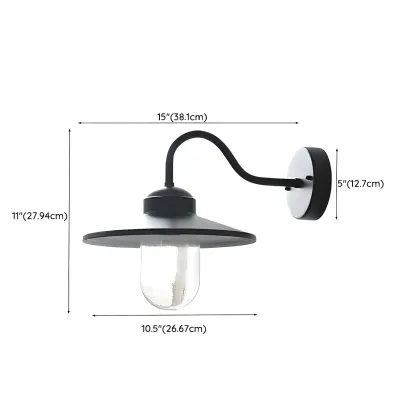 Industrial Gooseneck Down Shade Glass Outdoor Wall Light