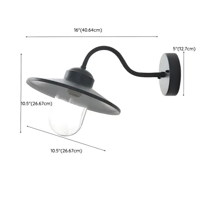 Industrial Gooseneck Down Shade Glass Outdoor Wall Light