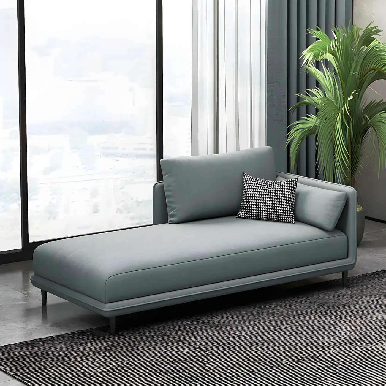Stylish Faux Leather Chaise Lounge with Removable Cushions Image - 1