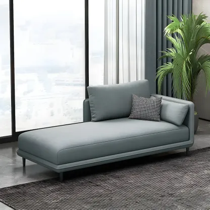 Stylish Faux Leather Chaise Lounge with Removable Cushions Image - 1