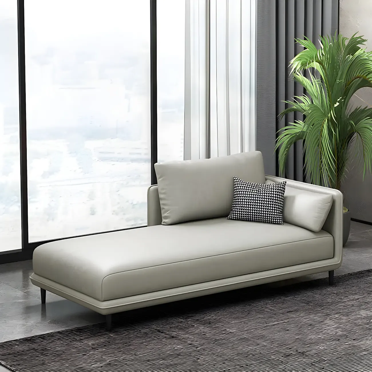 Stylish Faux Leather Chaise Lounge with Removable Cushions Image - 3