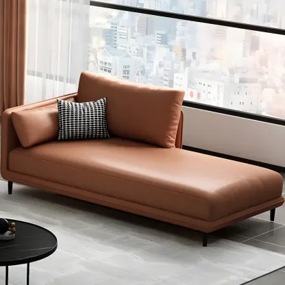 Stylish Faux Leather Chaise Lounge with Removable Cushions Image - 4