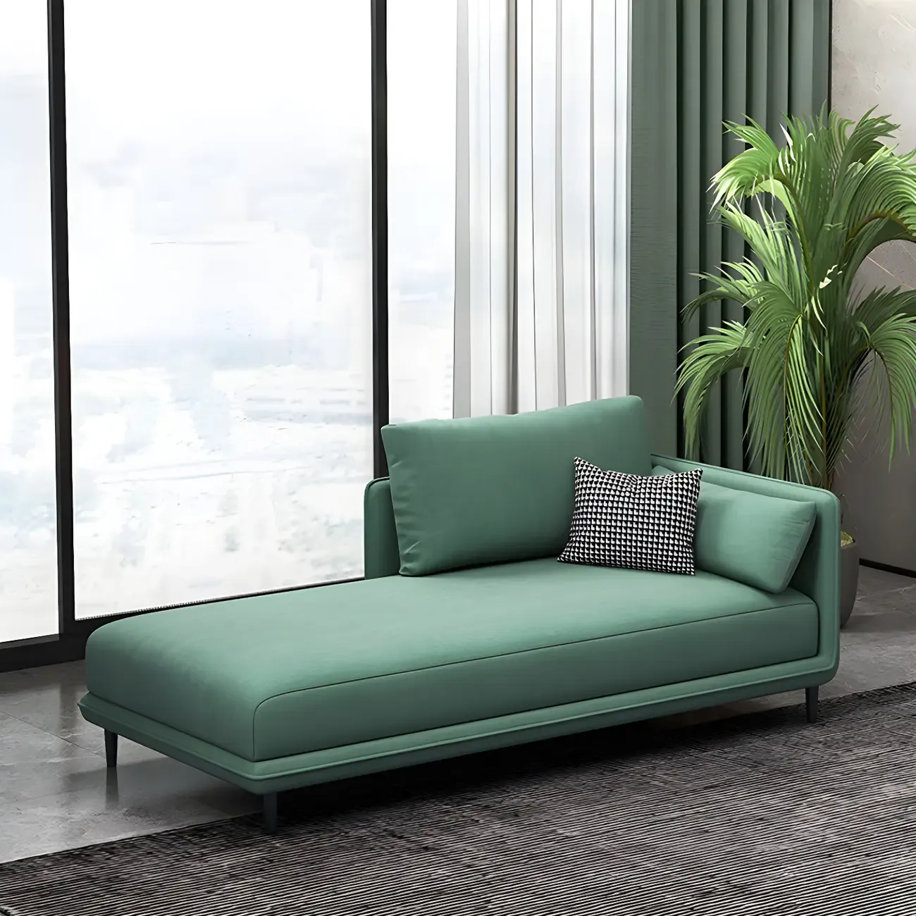 Stylish Faux Leather Chaise Lounge with Removable Cushions Image - 5