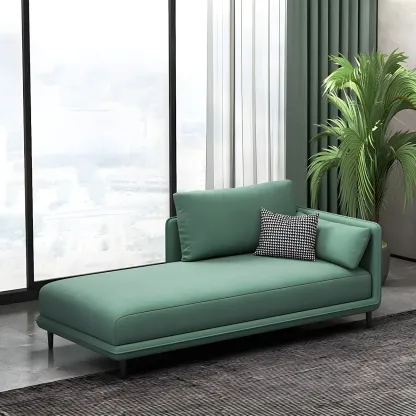 Stylish Faux Leather Chaise Lounge with Removable Cushions Image - 5