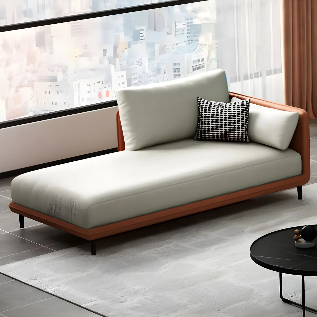Stylish Faux Leather Chaise Lounge with Removable Cushions Image - 6 | homeyfad