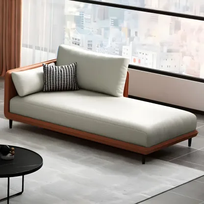 Stylish Faux Leather Chaise Lounge with Removable Cushions Image - 7